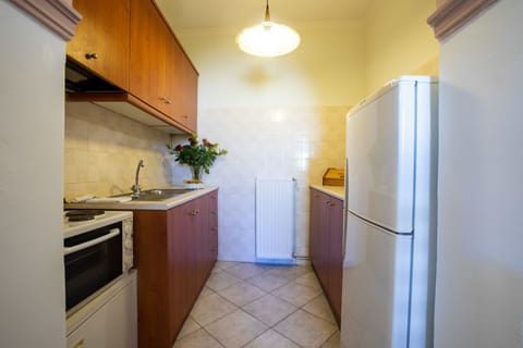 Economy Apartment | Private kitchen | Full-size fridge, oven, stovetop, coffee/tea maker