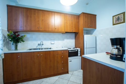 Apartment, 1 Bedroom | Private kitchen | Full-size fridge, oven, stovetop, coffee/tea maker