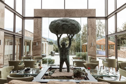 Dinner served, garden views 