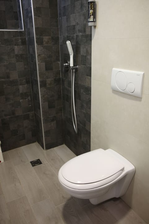 Hydromassage showerhead, bathrobes, slippers, towels