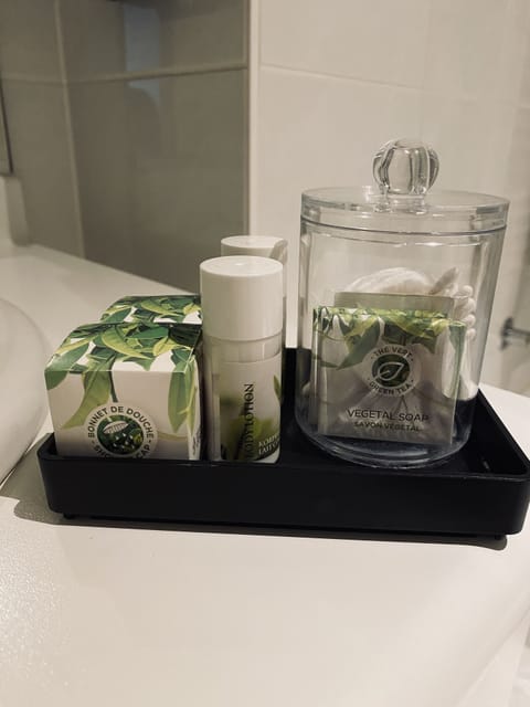 Free toiletries, hair dryer, towels, soap