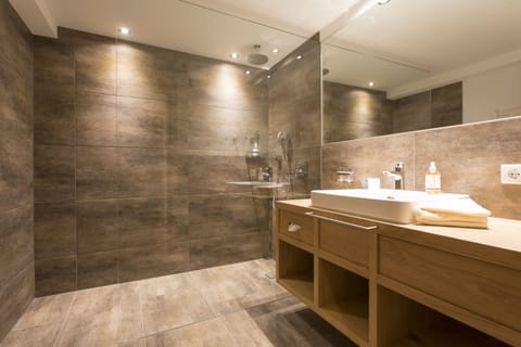 Shower, hair dryer, bathrobes, slippers