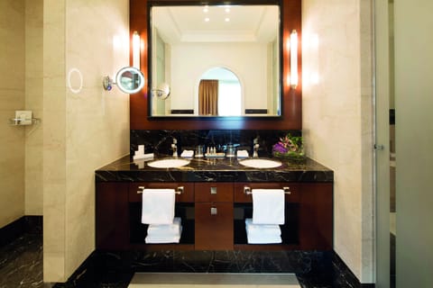 Shower, free toiletries, hair dryer, bathrobes