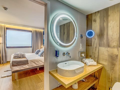 Desk, laptop workspace, blackout drapes, soundproofing