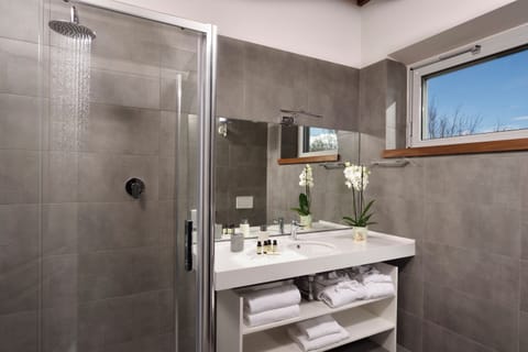 Free toiletries, hair dryer, bidet, towels