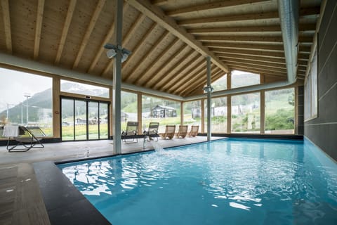 Indoor pool, open 3:00 PM to 7:00 PM, sun loungers
