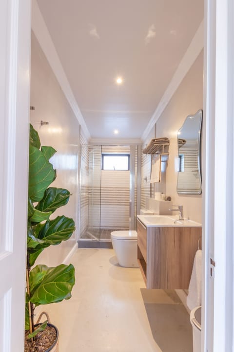 Room 0004 | Bathroom | Shower, free toiletries, hair dryer, towels