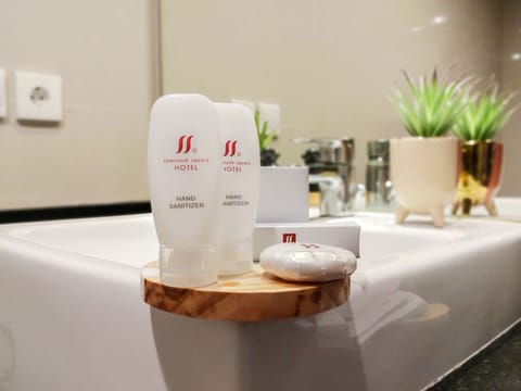 Free toiletries, hair dryer, slippers, towels