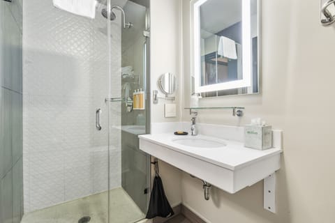 Deluxe Studio Suite, 1 Queen Bed | Bathroom | Shower, rainfall showerhead, free toiletries, hair dryer