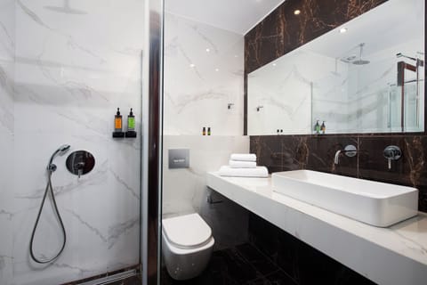 Deluxe Double Room | Bathroom | Shower, rainfall showerhead, hair dryer, bathrobes