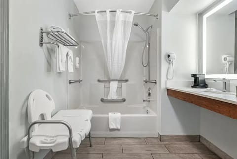 Room, 1 Double Bed, Accessible, Non Smoking | Bathroom | Combined shower/tub, free toiletries, hair dryer, towels