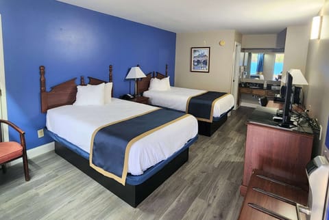 Standard Room, 2 Double Beds, Non Smoking | Pillowtop beds, desk, blackout drapes, iron/ironing board