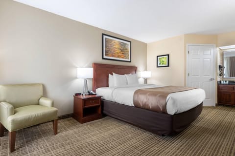 Pillowtop beds, desk, blackout drapes, iron/ironing board