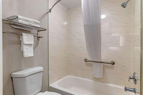 Standard Room, 2 Double Beds, Non Smoking | Bathroom | Hydromassage showerhead, free toiletries, hair dryer, towels