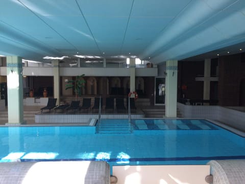 Indoor pool, outdoor pool, sun loungers