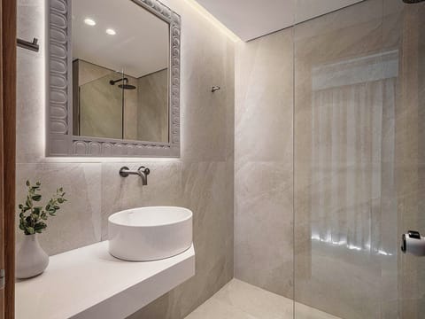 Hair dryer, bathrobes, towels, soap