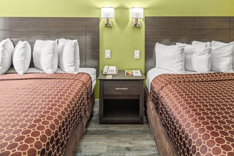 Standard Room, 2 Queen Beds | In-room safe, desk, free WiFi, bed sheets