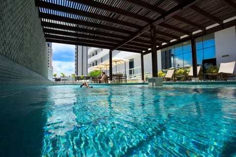 Outdoor pool, sun loungers