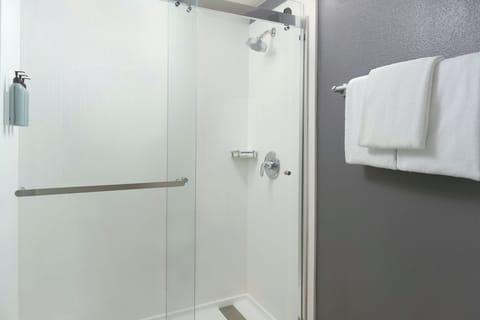 Combined shower/tub, free toiletries, hair dryer, towels