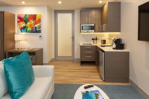 Fridge, microwave, stovetop, toaster