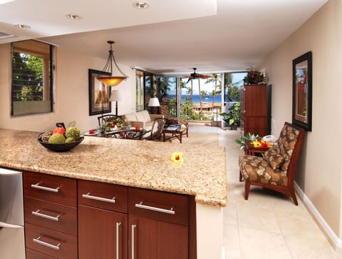 One Bedroom Villa Ocean View | Living area | 36-inch LCD TV with cable channels, TV, DVD player