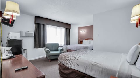 Standard Room, 2 Queen Beds, Non Smoking | Desk, laptop workspace, blackout drapes, iron/ironing board