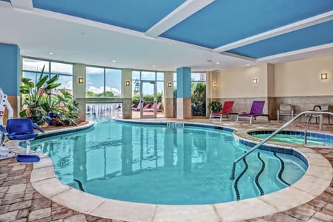 Indoor pool, outdoor pool, open 9:00 AM to 10:00 PM, pool umbrellas