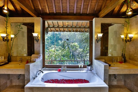 Royal Rainforest Villa | Bathroom | Separate tub and shower, deep soaking tub, rainfall showerhead