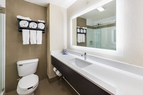 Standard Room, 2 Queen Beds | Bathroom | Shower, hair dryer, towels