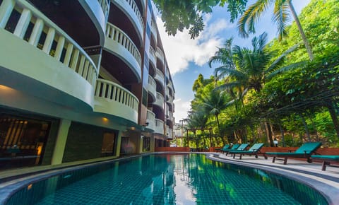 Outdoor pool, a natural pool, open open 24 hours, sun loungers