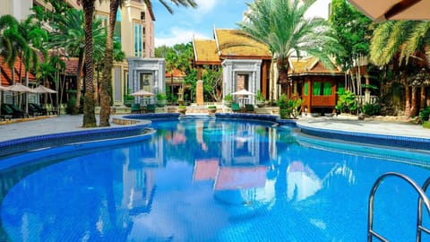 Indoor pool, outdoor pool, open 9:00 AM to 9:00 PM, free cabanas