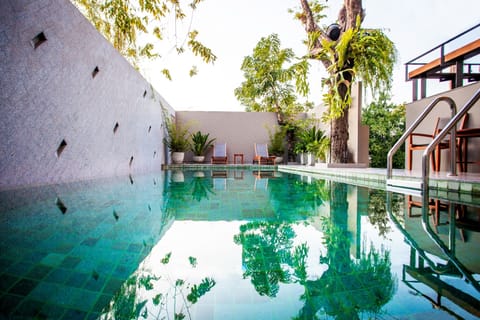 Outdoor pool, open 8:00 AM to 10:00 PM, pool umbrellas, sun loungers