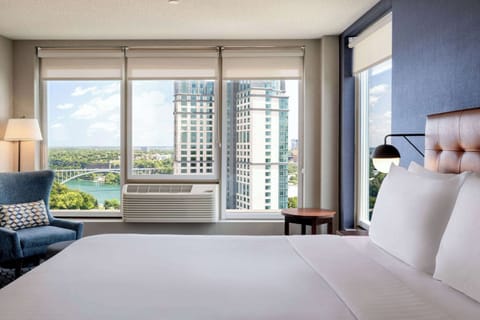 Down comforters, pillowtop beds, in-room safe, desk