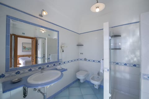 Shower, free toiletries, hair dryer, bidet