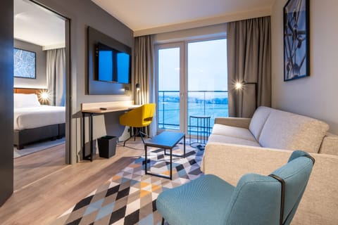 In-room safe, desk, laptop workspace, iron/ironing board