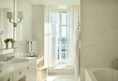 Suite (Prestige) | Bathroom | Designer toiletries, hair dryer, bathrobes, slippers