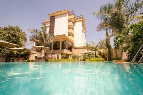 Outdoor pool, sun loungers