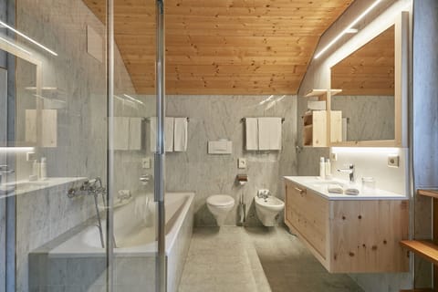 Shower, free toiletries, hair dryer, bathrobes