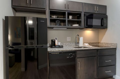 Fridge, microwave, coffee/tea maker