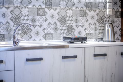 Apartment | Private kitchen | Fridge, oven, stovetop, electric kettle