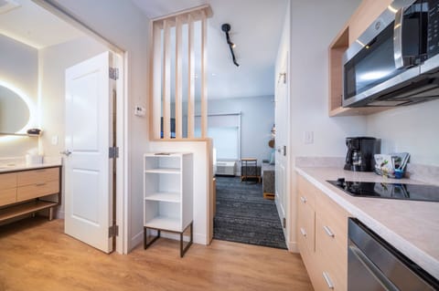 Full-size fridge, microwave, dishwasher, toaster