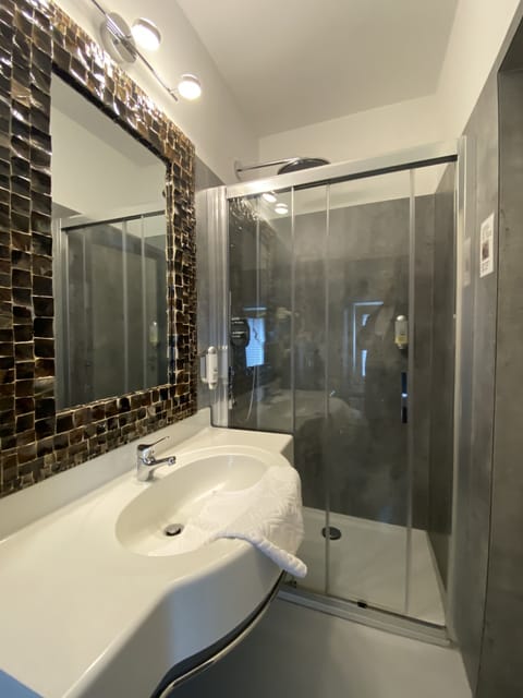 Shower, free toiletries, hair dryer, bathrobes