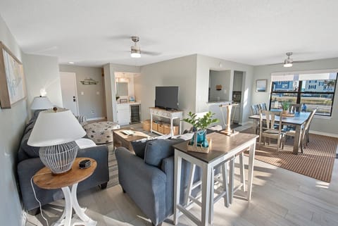 Condo, 3 Bedrooms, Balcony, Pool View (Pet Friendly – B105) | Living area | 50-inch flat-screen TV with cable channels, TV