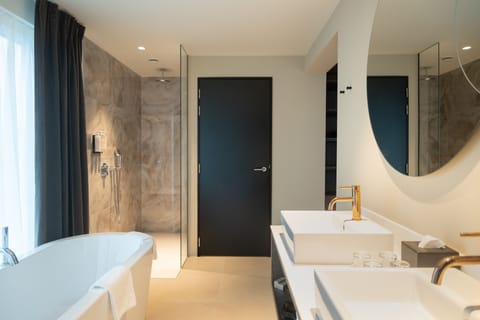 Family Suite | Bathroom | Hair dryer, towels, soap, shampoo