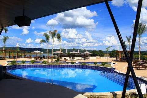 Outdoor pool, sun loungers