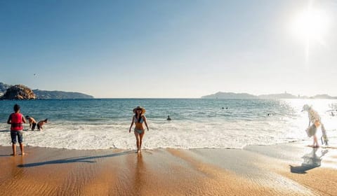 On the beach, beach towels