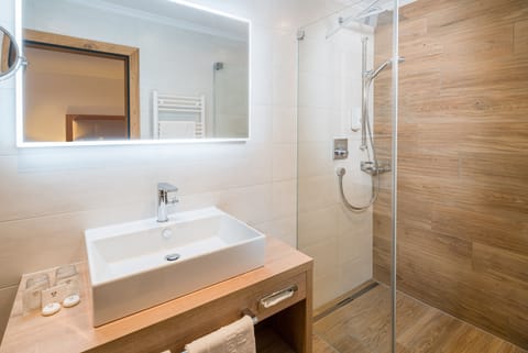 Comfort Double or Twin Room, Mountain View | Bathroom | Hair dryer, towels, soap, shampoo