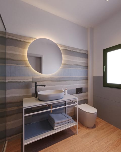 Hair dryer, slippers, bidet, towels