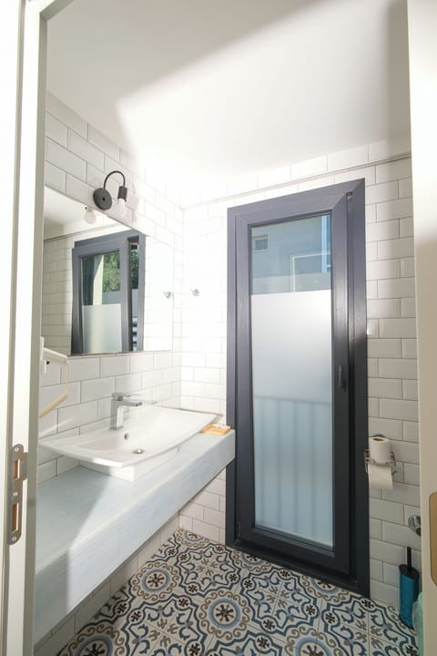 Double Room, Pool View, With Balcony, Mimoza | Bathroom | Shower, rainfall showerhead, free toiletries, hair dryer