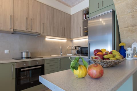Deluxe Villa | Private kitchen | Full-size fridge, microwave, oven, stovetop